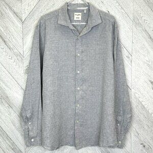 Baird McNutt Murano Shirt Mens Large 100% Linen Gray Long Sleeve Button Front